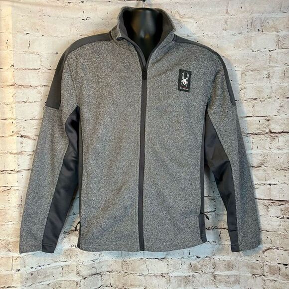 Spyder Men's Mendoza Full Zip Jacket Heather Grey Size Small Fleece Lined